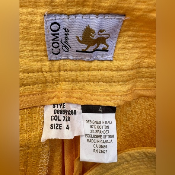 Como Sport Bright Yellow High-Waisted Cigarette Pants Sz4 - Picture 11 of 14